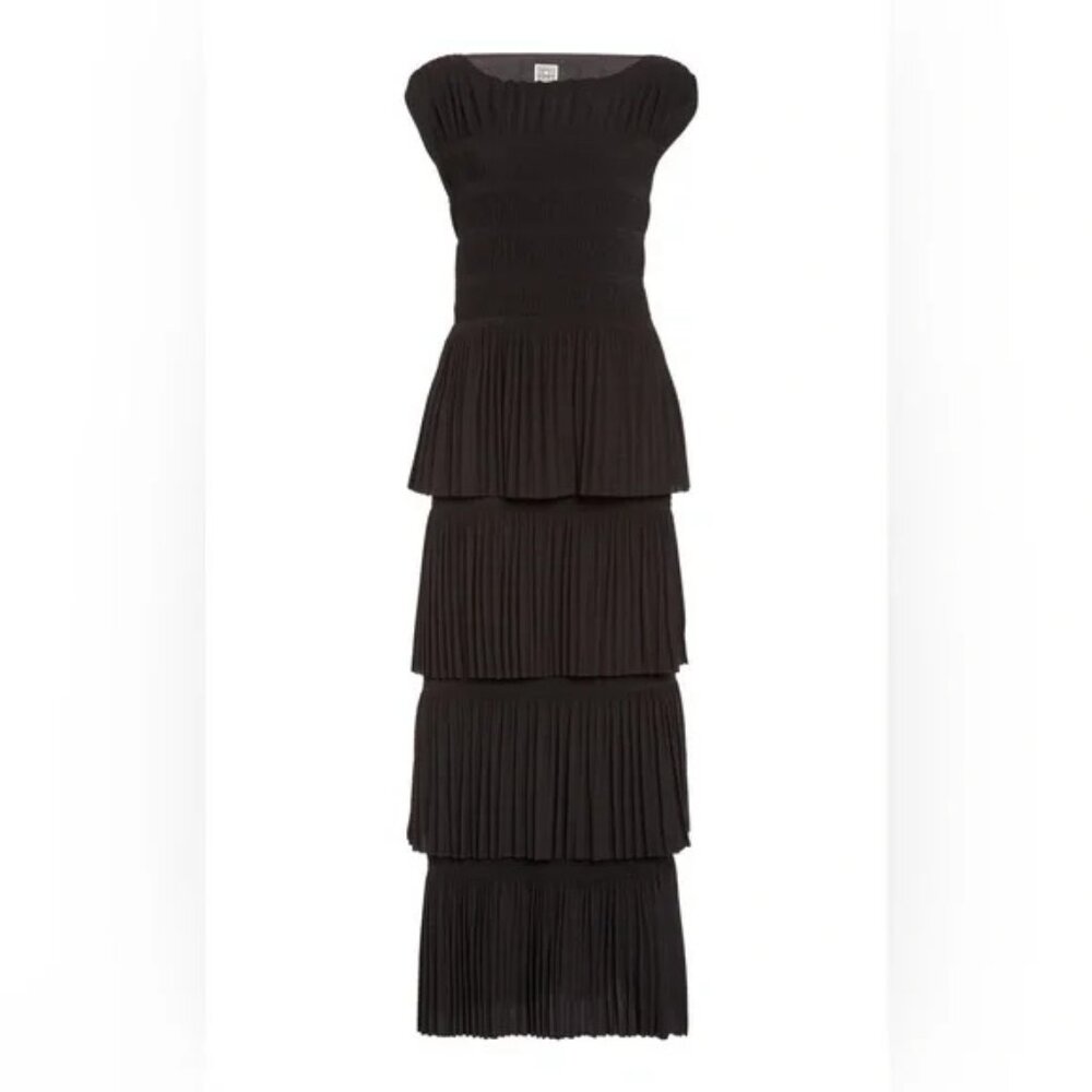 TOTEME Women's Aramon Black Tiered Maxi Dress (M) - Picture 7 of 9